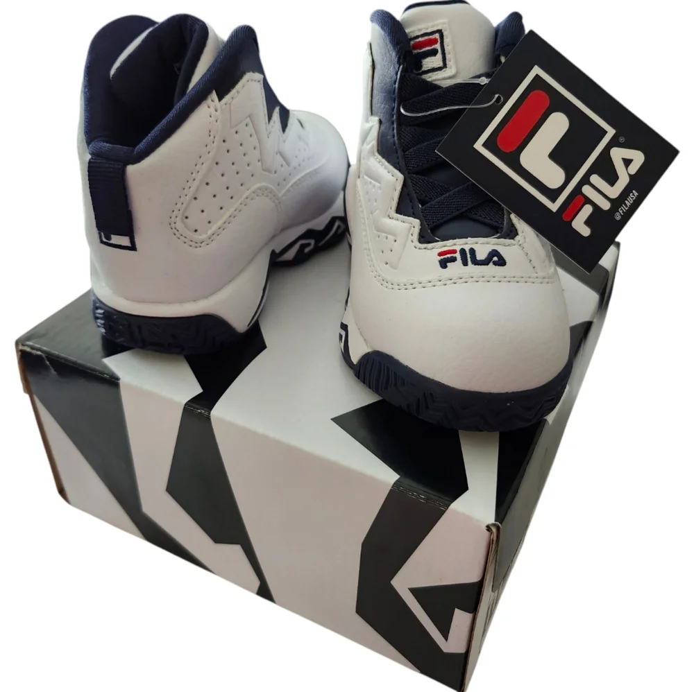 FILA MB 7BM01257-125 White/Navy/Red High Top Sneakers‎ Infant Size 6 NWT